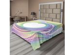 Abakuhaus Spiers Lenzuolo, Numero Frattale Astratto A Forma Di Cuore Racchiuso In Una Stampa Grafica Esotica Dalla Fantasia Insolita E Vorticosa, Lenzuolo Morbido E Confortevole Per Un Letto Decorativo 1 Pezzo 266 Cm X 260 Cm, Giallo Viola