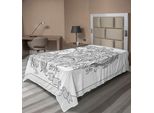 Abakuhaus Lenzuolo Zodiacale, Viso Del Segno Zodiacale Leone Con Fiori Tra I Capelli, Tema Dell'oroscopo Del Re Della Foresta, Lenzuolo Morbido E Confortevole Per Un Letto Decorativo, 1 Pezzo, 260 Cm X 168 Cm, Bianco E Nero.
