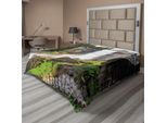 Abakuhaus Lenzuolo Yosemite, Primavera Parco Nazionale Yosemite Foresta Alpina Dondola Foto Scenica Naturale, Morbido E Confortevole Lenzuolo Superiore Per Un Letto Decorativo 1 Pezzo 244 Cm X 205 Cm, Bianco Verde