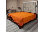 Abakuhaus Lenzuolo Di Halloween, Ragnatela, Zucche Intagliate, Stagione Dell'orrore, Stampa "Dolcetto O Scherzetto"", Lenzuolo Morbido E Confortevole Per Un Letto Decorativo, 1 Pezzo, 244 Cm X 205 Cm, Arancione E Marrone."