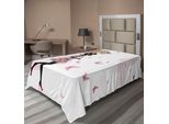 Abakuhaus Lenzuolo Da Letto Femminile, Ragazza Con Ombrello Floreale E Vestito Con Farfalle, Stampa Artistica, Lenzuolo Morbido E Confortevole Per Un Letto Decorativo, 1 Pezzo, 260 Cm X 168 Cm, Nero E Rosa