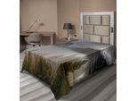 Abakuhaus Lenzuolo Yosemite, Yosemite Valley Vista Autunnale Nuvole Scure Foschia Pesante Giornata Piovosa Stampa Paesaggistica, Morbido E Confortevole Lenzuolo Superiore Per Un Letto Decorativo 1 Pezzo 190 Cm X 100 Cm, Verde Grigio