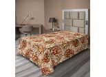 Abakuhaus Lenzuolo, Foglie In Design Etnico Paisley Folkloric Art Motivo Originale Ispirato Alla Cultura Tribale, Morbido E Confortevole Lenzuolo Superiore Per Un Letto Decorativo 1 Pezzo 190 Cm X 100 Cm, Rosso Beige