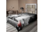 Abakuhaus Lenzuolo Per Auto, Romantica Torre Eiffel Famosa In Una Giornata Nuvolosa E Stampa Di Veicolo Rosso, Lenzuolo Morbido E Confortevole Per Un Letto Decorativo 1 Pezzo 190 Cm X 100 Cm, Grigio Rosso
