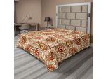 Abakuhaus Lenzuolo Con Caduta, Foglie In Design Paisley Etnico Folkloric Art Motivo Originale Ispirato Alla Cultura Tribale, Morbido E Confortevole Lenzuolo Superiore Per Un Letto Decorativo 1 Pezzo 266 Cm X 260 Cm, Rosso Beige