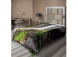 Abakuhaus Lenzuolo Yosemite, Primavera Parco Nazionale Yosemite Foresta Alpina Oscilla Foto Scenica Naturale, Lenzuolo Morbido E Confortevole Per Un Letto Decorativo 1 Pezzo 190 Cm X 100 Cm, Bianco Verde