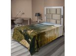 Abakuhaus Lenzuolo Yosemite, Yosemite Valley E Half Dome Nella Nebbiosa Mattina All'alba Paesaggio, Morbido E Confortevole Lenzuolo Superiore Per Un Letto Decorativo 1 Pezzo 260 Cm X 168 Cm, Beige Verde