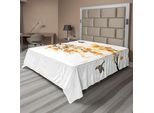 Abakuhaus Lenzuolo Con Angoli, Con Motivo Foglie Autunnali E Uccelli, Stampa Stagionale Estiva, Morbido E Confortevole Lenzuolo Superiore Per Un Letto Decorativo, 1 Pezzo, 266 Cm X 260 Cm, Giallo Crema