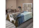 Abakuhaus Lenzuolo Yosemite, Yosemite Falls Mountain Sunshine Alberi Alpini Paesaggio Naturale Selvaggio Spettacolare, Lenzuolo Morbido E Confortevole Per Un Letto Decorativo 1 Pezzo 260 Cm X 168 Cm, Verde