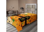 Abakuhaus Lenzuolo Di Halloween, Illustrazione Di Halloween Con Zucche Spaventose Nel Cimitero, Stampa Con Luna, Lenzuolo Morbido E Confortevole Per Un Letto Decorativo, 1 Pezzo, 190 Cm X 100 Cm, Arancione E Nero.