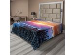 Abakuhaus Lenzuolo Invernale, Tramonto In Montagna Con Cielo Nebbioso E Magico Orizzonte Al Crepuscolo, Morbido E Confortevole Lenzuolo Superiore Per Un Letto Decorativo 1 Pezzo 275 Cm X 260 Cm, Arancione Blu
