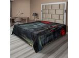 Abakuhaus Fantasy World Lenzuolo, Personaggio Immaginario Reverente Nel Tempio Di Fuoco, Stampa Gotica Oscura Con Demoni, Lenzuolo Morbido E Confortevole Per Un Letto Decorativo, 1 Pezzo, 260 Cm X 228 Cm, Grigio Rosso
