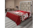 Abakuhaus Lenzuolo Natalizio, Stile Country Avvento Decorazioni Natalizie Alberi Di Natale Fiocchi Di Neve Natale Stelle, Morbido E Confortevole Lenzuolo Superiore Per Un Letto Decorativo 1 Pezzo 275 Cm X 260 Cm, Bianco Rosso