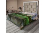 Abakuhaus Lenzuolo Yosemite, Yosemite Cattedrale Altalene Alberi Cielo Nuvoloso Riflessi Riva Del Fiume, Morbido E Confortevole Lenzuolo Superiore Per Un Letto Decorativo 1 Pezzo 266 Cm X 260 Cm, Beige Verde