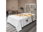 Abakuhaus Lenzuolo Con Angoli, Con Motivo Foglie Autunnali E Uccellini, Stampa Stagionale Estiva, Morbido E Confortevole Lenzuolo Superiore Per Un Letto Decorativo, 1 Pezzo 260 Cm X 168 Cm, Giallo Crema