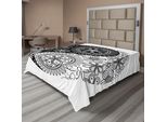 Abakuhaus Ying Yang Lenzuolo, Fiori E Petali Tema Yoga In Stile Orientale Fiori Culturali, Lenzuolo Morbido E Confortevole Per Un Letto Decorativo 1 Pezzo 244 Cm X 205 Cm, Bianco E Nero