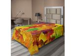 Abakuhaus Lenzuolo Cadente, Vari Colori Vivaci, Foglie Di Acero Autunnali, Natura Nel Paesaggio Di Novembre, Lenzuolo Morbido E Confortevole Per Un Letto Decorativo, 1 Pezzo, 260 Cm X 168 Cm, Giallo Viola
