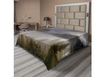 Abakuhaus Lenzuolo Yosemite, Yosemite Valley Vista Autunnale Nuvole Scure Foschia Pesante Giornata Piovosa Stampa Paesaggistica, Lenzuolo Morbido E Confortevole Per Un Letto Decorativo 1 Pezzo 275 Cm X 260 Cm, Verde Grigio