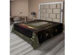 Abakuhaus Lenzuolo Gotico, Tema Fantasy Incantesimo Stregone Strega Teschi Su Scaffali Candele Paesaggio Spettrale, Lenzuolo Morbido E Confortevole Per Un Letto Decorativo 1 Pezzo 244 Cm X 205 Cm, Rosso-Marrone