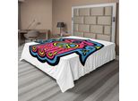 Abakuhaus Lenzuolo Hamsa, Hippie Boho Mano Di Fatima Con Simbolo Della Pace Nel Palmo Della Mano Arte Etnica Asiatica, Lenzuolo Morbido E Confortevole Per Un Letto Decorativo 1 Pezzo 275 Cm X 260 Cm, Blu Giallo Rosa