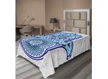 Abakuhaus Lenzuolo Hamsa, Grande Mano Hamsa Con Stampa Floreale Decorativa Etnica Asiatica, Lenzuolo Morbido E Confortevole Per Un Letto Decorativo 1 Pezzo 260 Cm X 168 Cm, Blu Turchese Bianco
