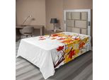Abakuhaus Lenzuolo, Immagine Di Foglie Di Acero Canadese In Autunno Con Morbidi Effetti Riflettenti, Lenzuolo Superiore Morbido E Confortevole Per Un Letto Decorativo 1 Pezzo 190 Cm X 100 Cm, Arancione Bianco