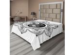 Abakuhaus Lenzuolo Ying Yang, Simbolo Boho Ying Yang In Un Fiore, Design Zen Hippie, Motivo Mandala Floreale, Lenzuolo Morbido E Confortevole Per Un Letto Decorativo, 1 Pezzo, 260 Cm X 228 Cm, Bianco E Nero