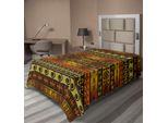 Abakuhaus Lenzuola Primitive, Motivi Indigeni Africani Con Stampe Etniche Tradizionali Tribali, Lenzuolo Superiore Morbido E Confortevole Per Un Letto Decorativo 1 Pezzo 260 Cm X 168 Cm, Giallo Marrone