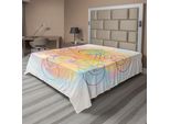 Abakuhaus Geometria Lenzuolo, Psichedelico Fiore Della Vita Con Moderna Grafica Allucinatoria Esagonale, Morbido E Confortevole Lenzuolo Superiore Per Un Letto Decorativo 1 Pezzo 266 Cm X 260 Cm, Multicolore