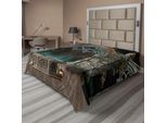 Abakuhaus Lenzuolo Gotico, Terrazza Mistica Con Edera Incantata Su Sfondo Antico Verso La Foresta Magica, Lenzuolo Morbido E Confortevole Per Un Letto Decorativo 1 Pezzo 275 Cm X 260 Cm, Grigio Verde Acqua
