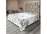 Abakuhaus Lenzuolo Natalizio, Decorazioni Per L'albero Con Slitta Di Babbo Natale, Renna Rudolph Che Suona Un Campanellino, Morbido E Confortevole Lenzuolo Superiore Per Un Letto Decorativo 1 Pezzo 244 Cm X 205 Cm, Bianco E Nero