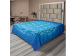 Abakuhaus Geometria Lenzuolo, Motivo A Griglia "Fiore Della Vita"", Composto Da Una Serie Di Cerchi Sovrapposti, Morbido E Confortevole Lenzuolo Superiore Per Un Letto Decorativo 1 Pezzo 275 Cm X 260 Cm, Blu E Bianco"
