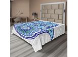 Abakuhaus Lenzuolo Hamsa, Grande Mano Hamsa Con Stampa Decorativa Floreale Etnica Asiatica, Lenzuolo Morbido E Confortevole Per Un Letto Decorativo 1 Pezzo 266 Cm X 260 Cm, Blu Turchese Bianco