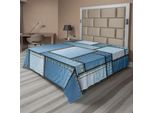 Abakuhaus Lenzuolo Da Letto, Patchwork Di Forme Di Diverse Dimensioni In Tonalità Blu Con Stampa Verticale, Lenzuolo Morbido E Confortevole Per Un Letto Decorativo 1 Pezzo 275 Cm X 260 Cm, Blu