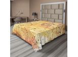 Abakuhaus Lenzuolo Con Mappa Dell'isola, Mappa Antica, Tesoro, Ruggine, Pergamena, Stampa, Tema Storico, Design Boho, Lenzuolo Morbido E Confortevole Per Un Letto Decorativo, 1 Pezzo, 244 Cm X 205 Cm, Beige