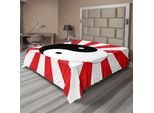Abakuhaus Lenzuolo Ying Yang, Motivo Tradizionale Asiatico Ying Yang Con Stampa Sole Cinese, Lenzuolo Morbido E Confortevole Per Un Letto Decorativo 1 Pezzo 244 Cm X 205 Cm, Nero Bianco Rosso