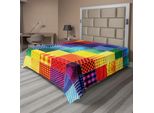 Abakuhaus Lenzuolo Astratto, Arcobaleno Motivi Quadrati Collezione Di Forme Diagonali Illustrazione, Lenzuolo Morbido E Confortevole Per Un Letto Decorativo 1 Pezzo 275 Cm X 260 Cm, Multicolore