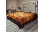 Abakuhaus Lenzuolo Con Mappa Dell'isola, Mappa Antica Datata Dai Colori Intensi Su Legno Hid Out Ufer Kunst Design, Lenzuolo Morbido E Confortevole Per Un Letto Decorativo 1 Pezzo 244 Cm X 205 Cm, Arancione Marrone