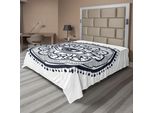 Abakuhaus Lenzuolo Occulto, Motivo Realistico Retrò Con Occhi In Stampa Rotonda In Stile Mandala Orientale Microcosmo, Lenzuolo Morbido E Confortevole Per Un Letto Decorativo 1 Pezzo 266 Cm X 260 Cm, Blu E Bianco