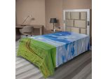 Abakuhaus Lenzuolo, Fantasia Campagna Campagna Erba Paesaggio Nuvole, Morbido E Confortevole Lenzuolo Superiore Per Un Letto Decorativo 1 Pezzo 260 Cm X 168 Cm, Blu