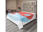 Abakuhaus Lenzuolo Ying Yang, Pittura Ad Acquerello, Tema Culturale Asiatico, Equilibrio, Armonia, Morbido E Confortevole Lenzuolo Superiore Per Un Letto Decorativo, 1 Pezzo, 260 Cm X 228 Cm, Rosso, Blu, Bianco