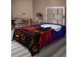 Abakuhaus Lenzuolo Di Halloween, Casa Stregata Gotica Castle Hill Valley Cielo Notturno Ottobre Tema Festival Stampa, Lenzuolo Morbido E Confortevole Per Un Letto Decorativo 1 Pezzo 260 Cm X 168 Cm, Multicolore