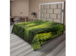 Abakuhaus Lenzuolo Con Palma, Foglie Di Palma, Piante Tropicali, Tema Foresta, Immagine Esotica Di Bellezza Naturale, Lenzuolo Morbido E Confortevole Per Un Letto Decorativo, 1 Pezzo, 266 Cm X 260 Cm, Verde