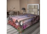 Abakuhaus Lenzuolo Gotico, Colonnato Nel Giardino Segreto Con Fiori Al Tramonto, Foresta Incantata, Lenzuolo Morbido E Confortevole Per Un Letto Decorativo, 1 Pezzo, 260 Cm X 168 Cm, Viola Grigio Blu
