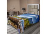 Abakuhaus Yosemite Lenzuolo, Yosemite Merced El Capitan Half Dome Nel Parco Nazionale Della California Waterscape, Morbido E Confortevole Lenzuolo Superiore Per Un Letto Decorativo 1 Pezzo 260 Cm X 168 Cm, Verde Blu