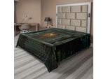 Abakuhaus Lenzuolo Gotico, Padiglione Romano Lanterna Pillars Dome Architettura Medievale Tema Mistico, Lenzuolo Morbido E Confortevole Per Un Letto Decorativo 1 Pezzo 244 Cm X 205 Cm, Blu Petrolio Arancione