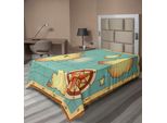 Abakuhaus Lenzuolo Con Mappa Dell'isola, Design Con Vecchie Mappe Del Tesoro Del Mondo Con Bussola, Avventura Di Navigazione, Terra Nascosta, Lenzuolo Morbido E Confortevole Per Un Letto Decorativo, 1 Pezzo, 260 Cm X 168 Cm, Crema E Blu.