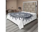 Abakuhaus Lenzuolo Occulto, Motivo Mandala Tradizionale Astratto Rotondo Con Occhio Segreto Nell'immagine Occulta, Lenzuolo Morbido E Confortevole Per Un Letto Decorativo 1 Pezzo 266 Cm X 260 Cm, Grigio Bianco