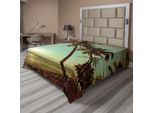 Abakuhaus Lenzuolo Con Palme, Tramonto Tropicale Sulla Spiaggia Dell'oceano Pacifico, Stampa Esotica Con Alberi E Paesaggi, Lenzuolo Morbido E Confortevole Per Un Letto Decorativo, 1 Pezzo, 260 Cm X 228 Cm, Verde Marrone