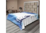 Abakuhaus Lenzuolo Con Motivo Faro, Acquerelli Nostalgici Con Gull Ancient Anchor Motivo Faro Marino, Lenzuolo Morbido E Confortevole Per Un Letto Decorativo 1 Pezzo 244 Cm X 205 Cm, Blu E Bianco